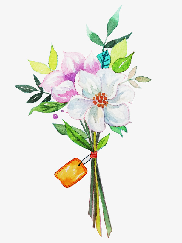 小清新水彩手绘花纹免抠