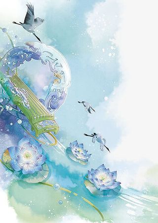 古风唯美水彩插画免抠