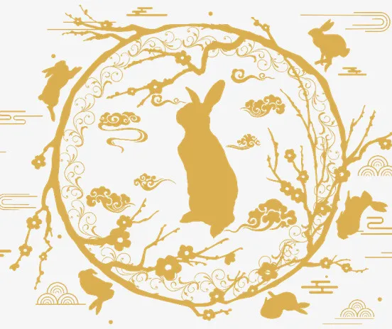 中秋节日玉兔图案元素免抠