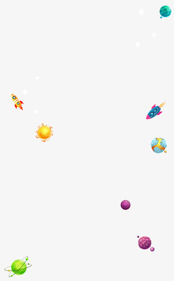 宇宙卡通可爱风格漂浮元素免抠