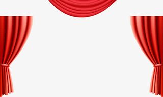 红色窗帘免抠