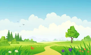 手绘清明踏青风景免抠