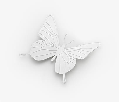 白色浮雕创意元素蝴蝶免抠