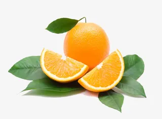 树叶上的甜橙免抠