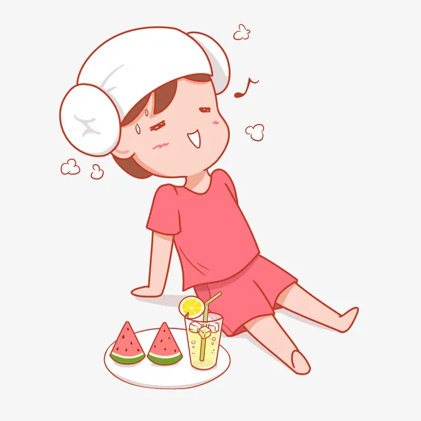 手绘萌系美容汗蒸女孩免抠