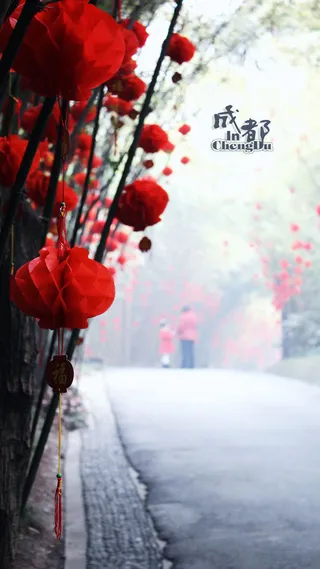 竹子灯笼图案成都H5背景元素高清