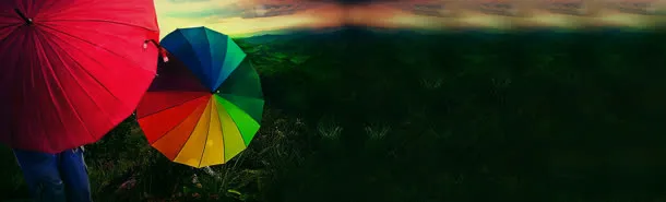 深色雨伞唯美背景banner