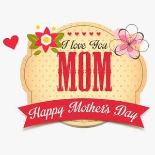 卡通英文母亲节快乐标题免抠