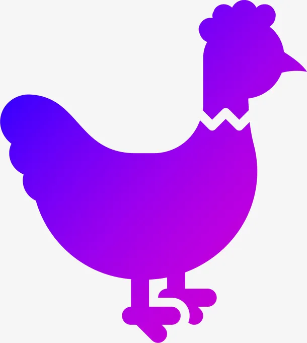 蓝紫色，渐变，母鸡，矢量，放大，方便免抠