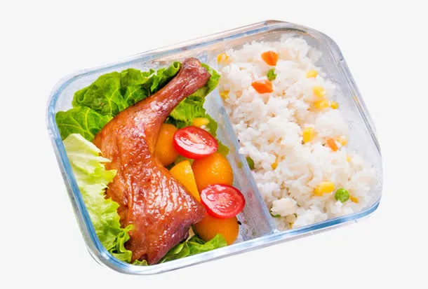鸡腿米饭午餐盒子免抠
