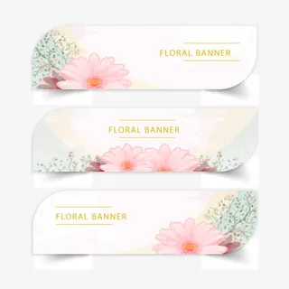 矢量花卉横幅免抠