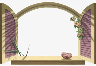 紫色淡雅窗户免抠