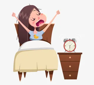 手绘刚睡醒的小女孩免抠