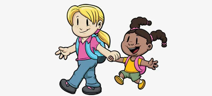 手牵手的小女孩免抠