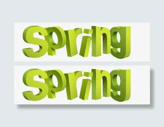 绿色时尚春天字母免抠