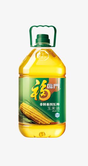一桶绿色包装福临门花生油免抠