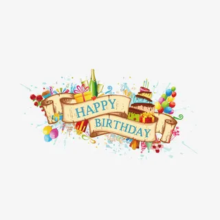 节日元素 彩带 气球 矢量图 生日免抠