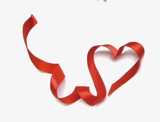 红色爱心绸带免抠