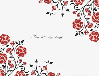 抽象设计红玫瑰对角花免抠