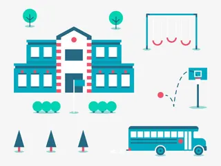 扁平化学校免抠