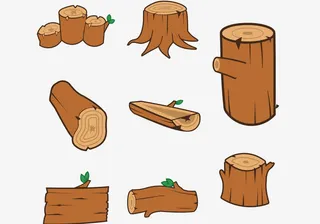 矢量伐木树枝树干免抠