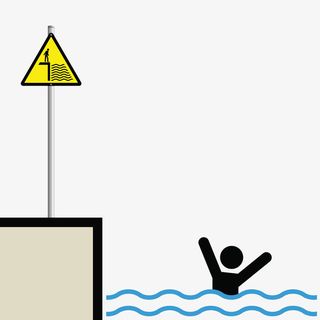 简约教育落水防溺水提示PNG免抠