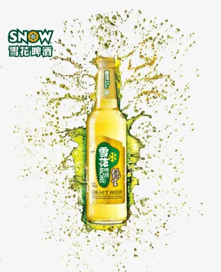 水花四浅的雪花纯生免抠