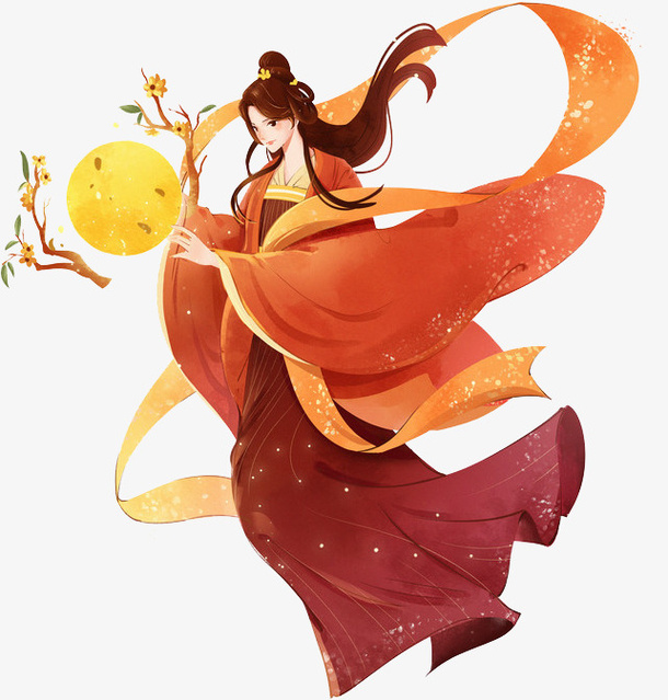 中秋节嫦娥和月亮古风免抠