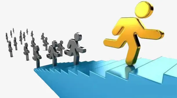 跑上阶梯的小人免抠