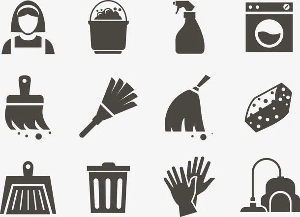 家政服务人物扫把免抠