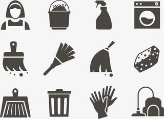 家政服务人物扫把免抠