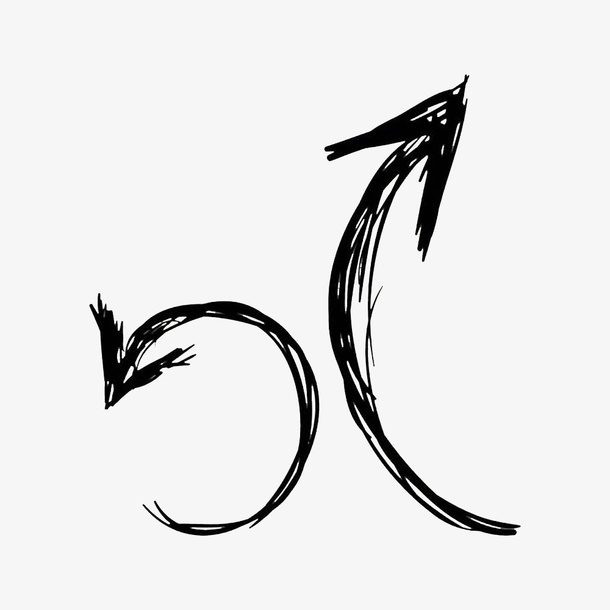 卡通上涨的黑色箭头PSD分层免抠