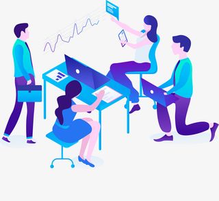 2.5D商务办公人物讨论插画免抠