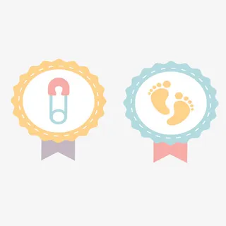 矢量浅色卡通徽章婴儿素材免抠