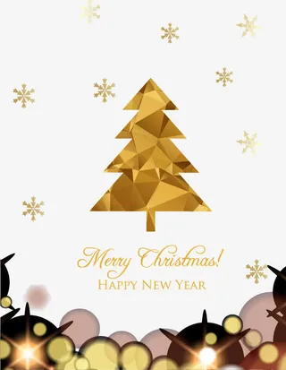 金色圣诞节海报矢量素材免抠