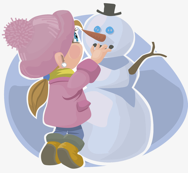 圣诞节堆雪人免抠
