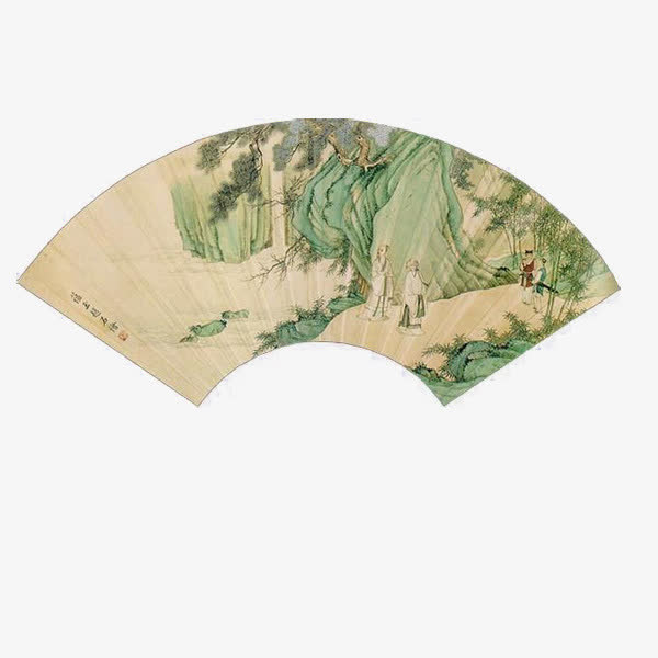 扇形水墨边框免抠