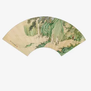 扇形水墨边框免抠