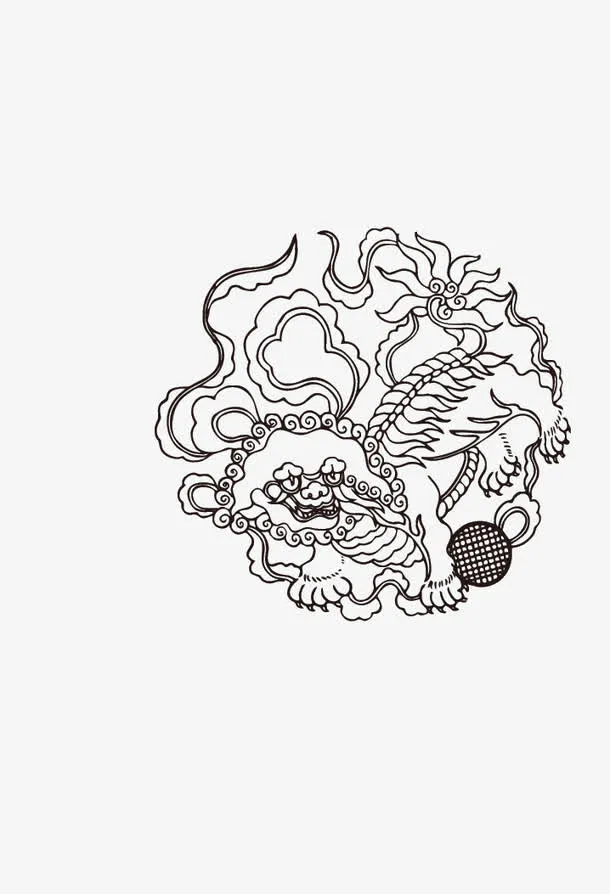 狮子古典花纹免抠