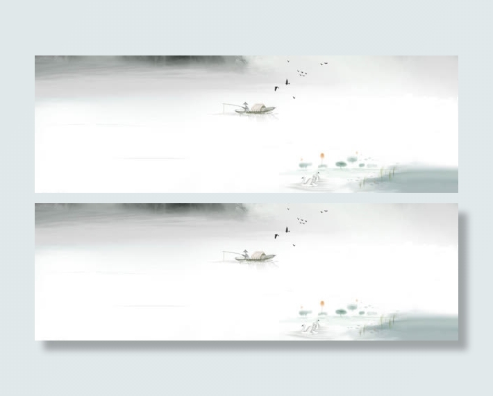 唯美淡雅中国风渔舟唱晚壁纸免抠