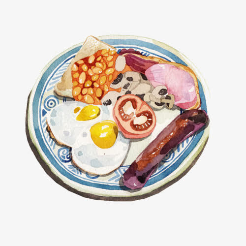 营养搭配早餐手绘画素材图片免抠