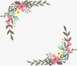 手绘涂鸦野花边框免抠