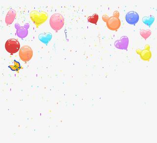 卡通手绘彩色纸屑生日气球免抠