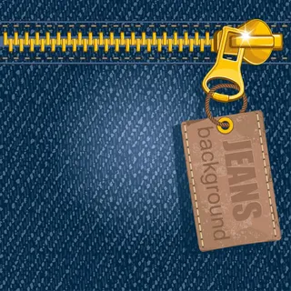 蓝色牛仔拉链素材免抠