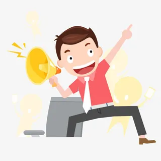 拿着大喇叭做广告的男子免抠