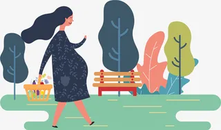创意手绘公园孕妇散步装饰插画免抠手绘/卡通卡通元素