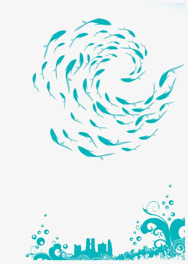 手绘蓝色小鱼免抠