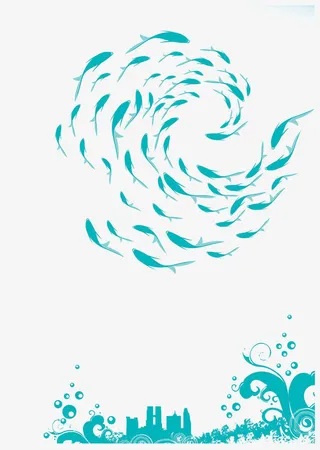 手绘蓝色小鱼免抠