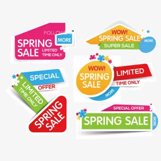 彩色立体几何热卖标签免抠