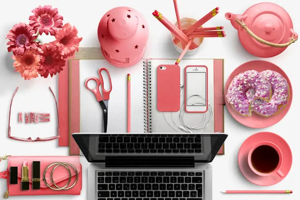 粉色清新唯美桌面设计免抠